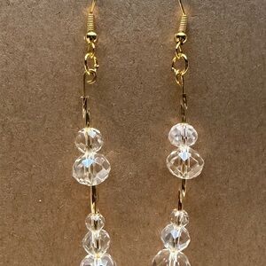 Elegant Gold and Crystal Drop Earrings Style #024